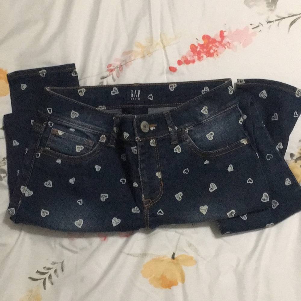 NEW!! Super Cute Gap Denim Heart Pattern Jeans